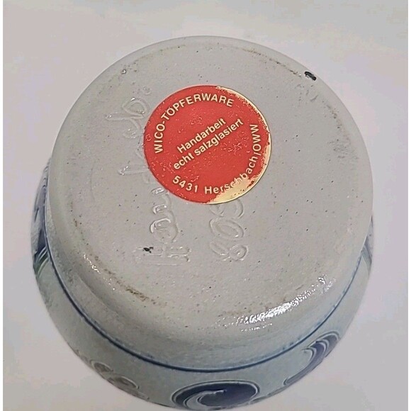 Rumtopf Crock Fermenting Jar w/ Lid Blue Salz Glazed Canister 8.5" Repaired - Picture 8 of 9